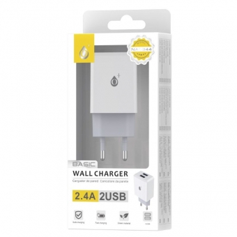 Charger 2xUSB-A, 220V 2.4A OnePlus white 