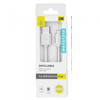 Cable Lightning USB (iPhone 5/6/7/8/)2.4A 2m white 