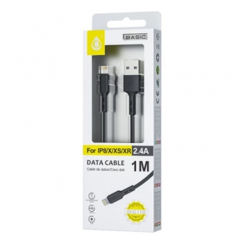 Cable OnePlus USB-A+IP8/X/12/13  1m 2.4A black 