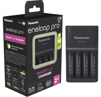 Battery charger Panasonic + 4xAA Eneloop Pro 2500mAh 