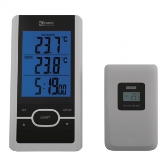 Bevielis skaitmeninis termometras su laikrodžiu 