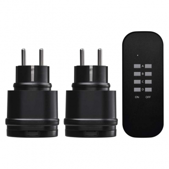 Sockets (2 pcs) with caps, remote, IP44 