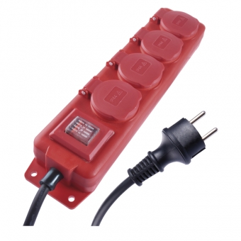 Extension cord 4 sockets 3 m IP44 black/red 