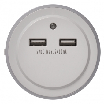 Naktinė lemputė EMOS 220 V 2x USB 5V 2.4A 