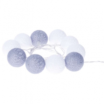 LED garland - cotton balls WINTER 2xAA WW, with timer 